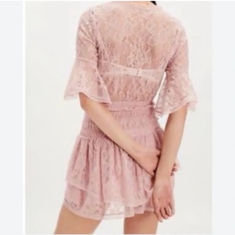 NWOT Free People LaLa Lace Cutout Dress Pink XL Boho Fairy - Picture 11 of 12
